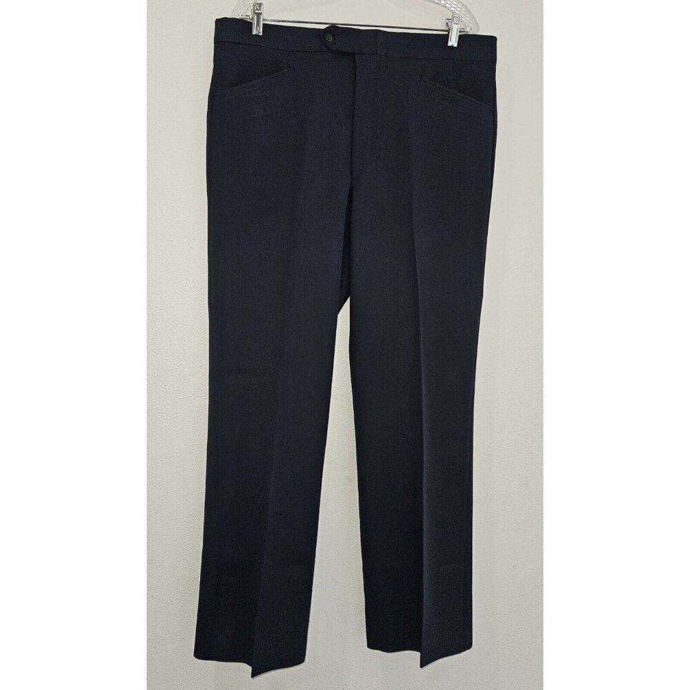 VTG Sears Perma-Prest Pants Navy Blue Men's 38 Medium Reg Fit (measure smaller)